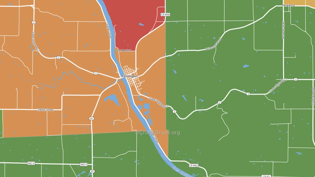 Farmington, IA Map of Vandalism Rates