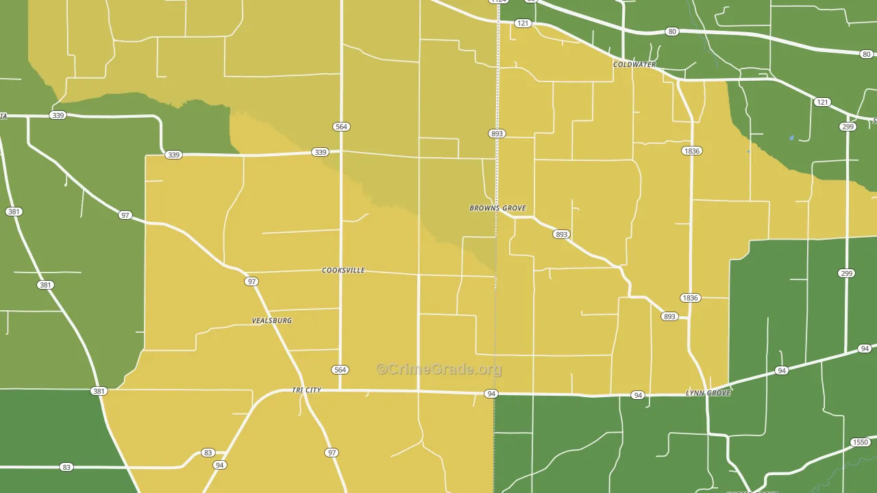 Farmington, KY Map of Vandalism Rates