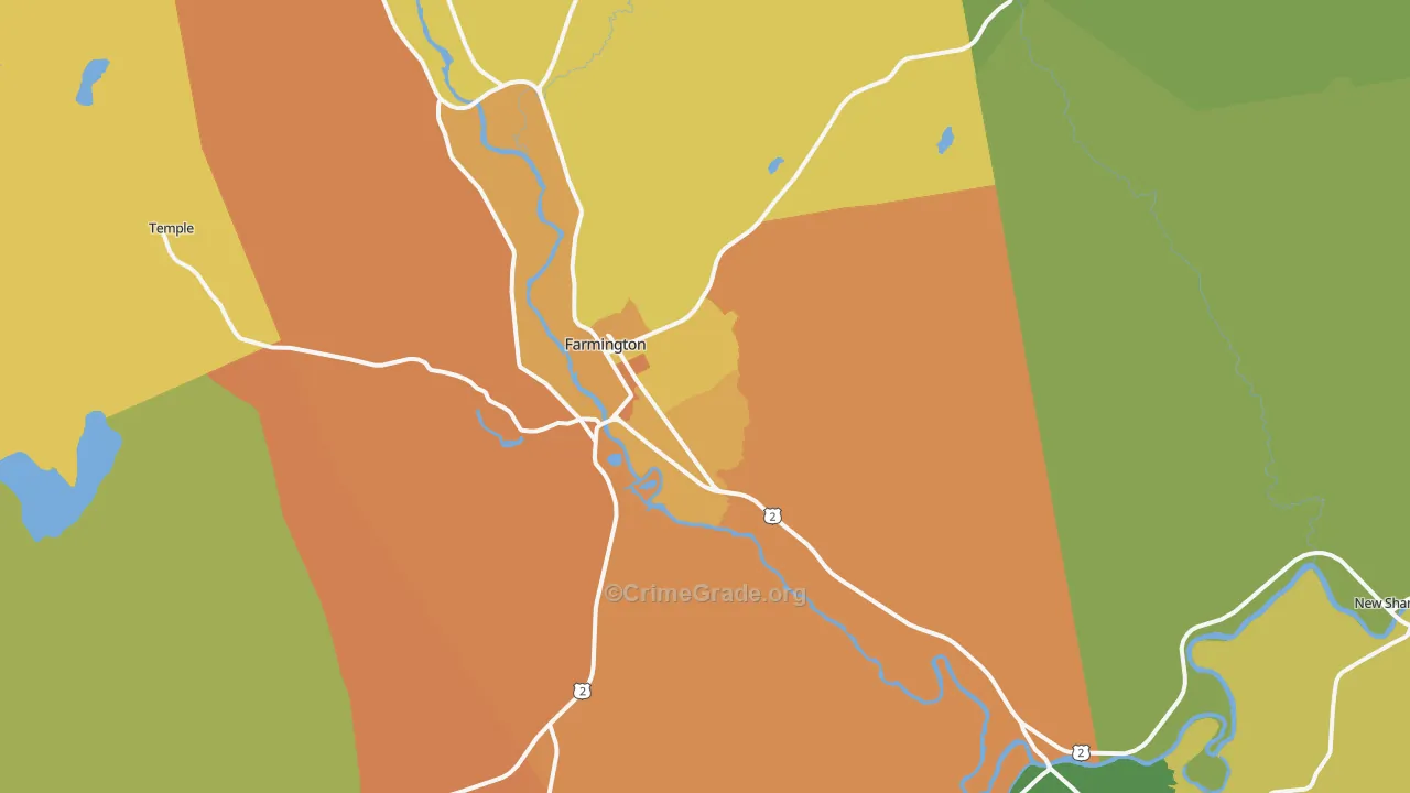 Farmington, ME Map of Vandalism Rates