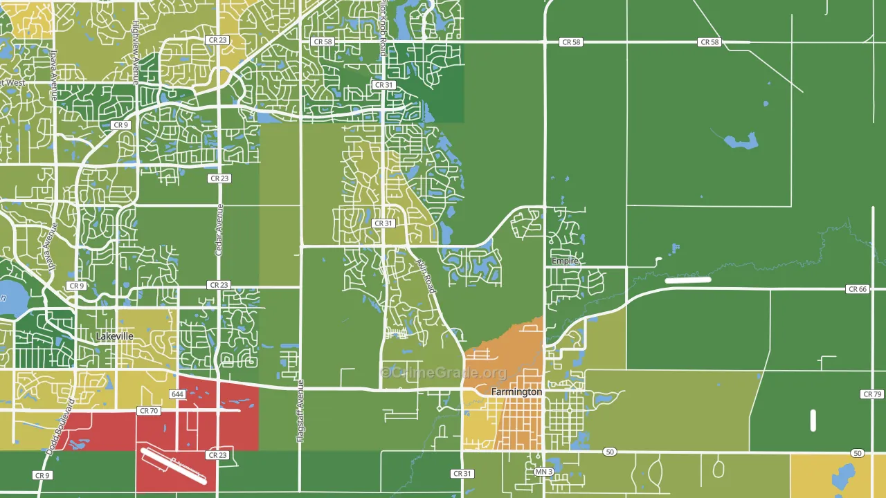 Farmington, MN Map of Vandalism Rates