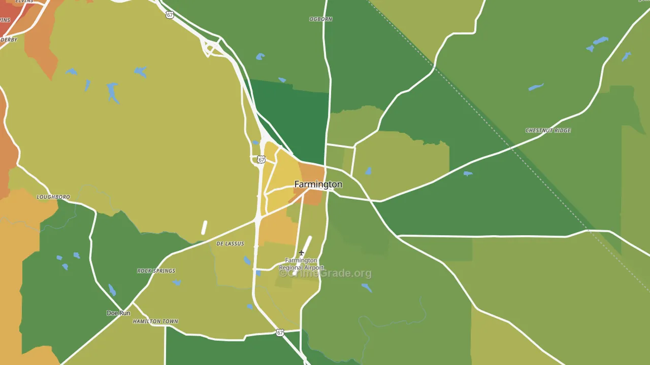 Farmington, MO Map of Vandalism Rates
