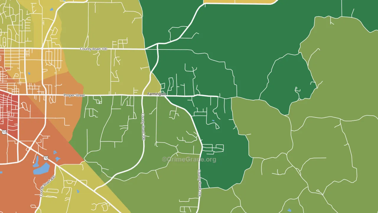 Farmington, MS Map of Vandalism Rates
