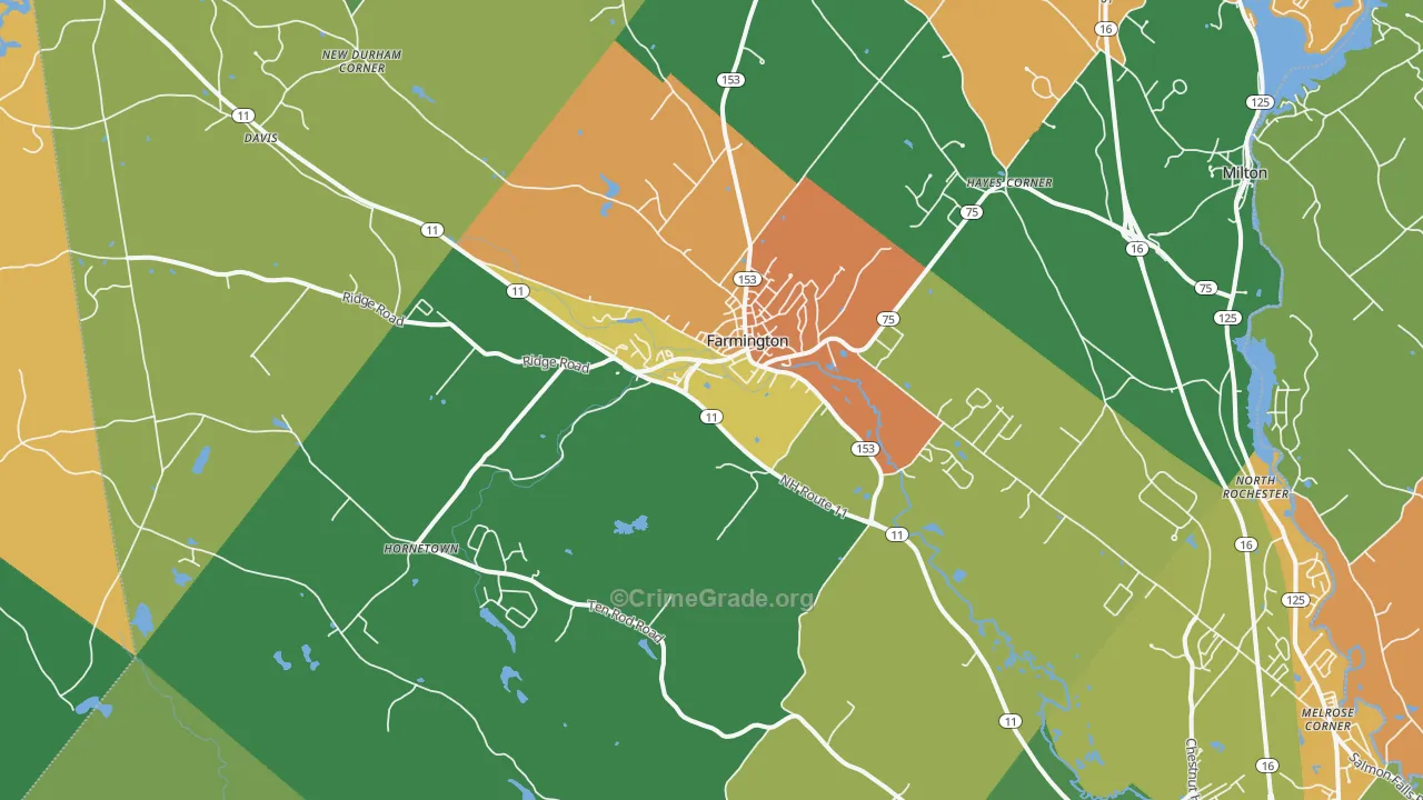Farmington, NH Map of Vandalism Rates