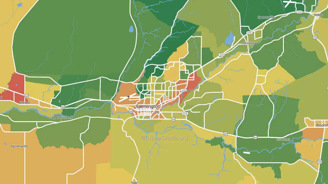 Farmington, NM Map of Vandalism Rates