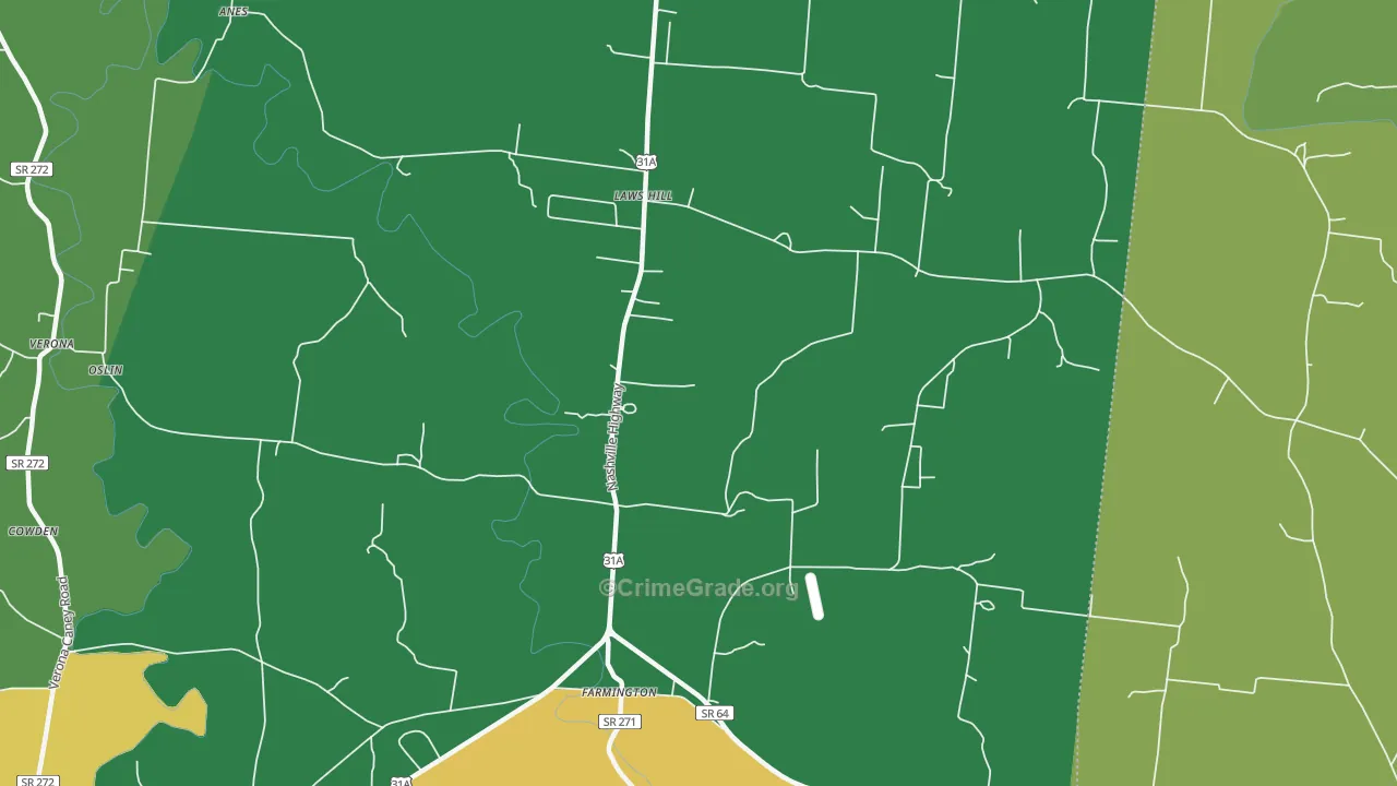 Farmington, TN Map of Vandalism Rates