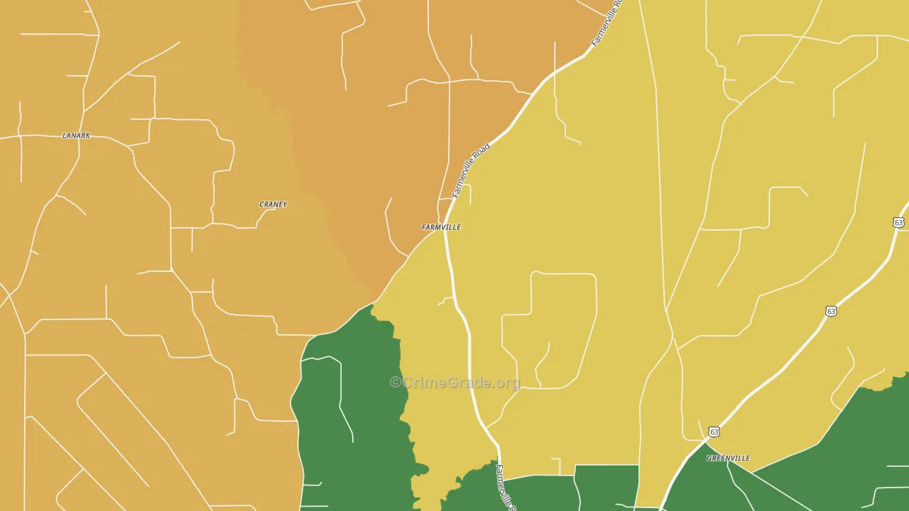 Farmville, AR Map of Vandalism Rates
