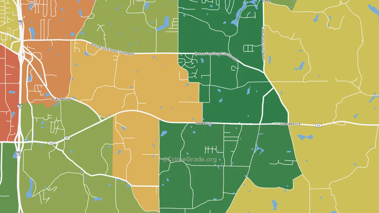 Farmville, GA Map of Vandalism Rates