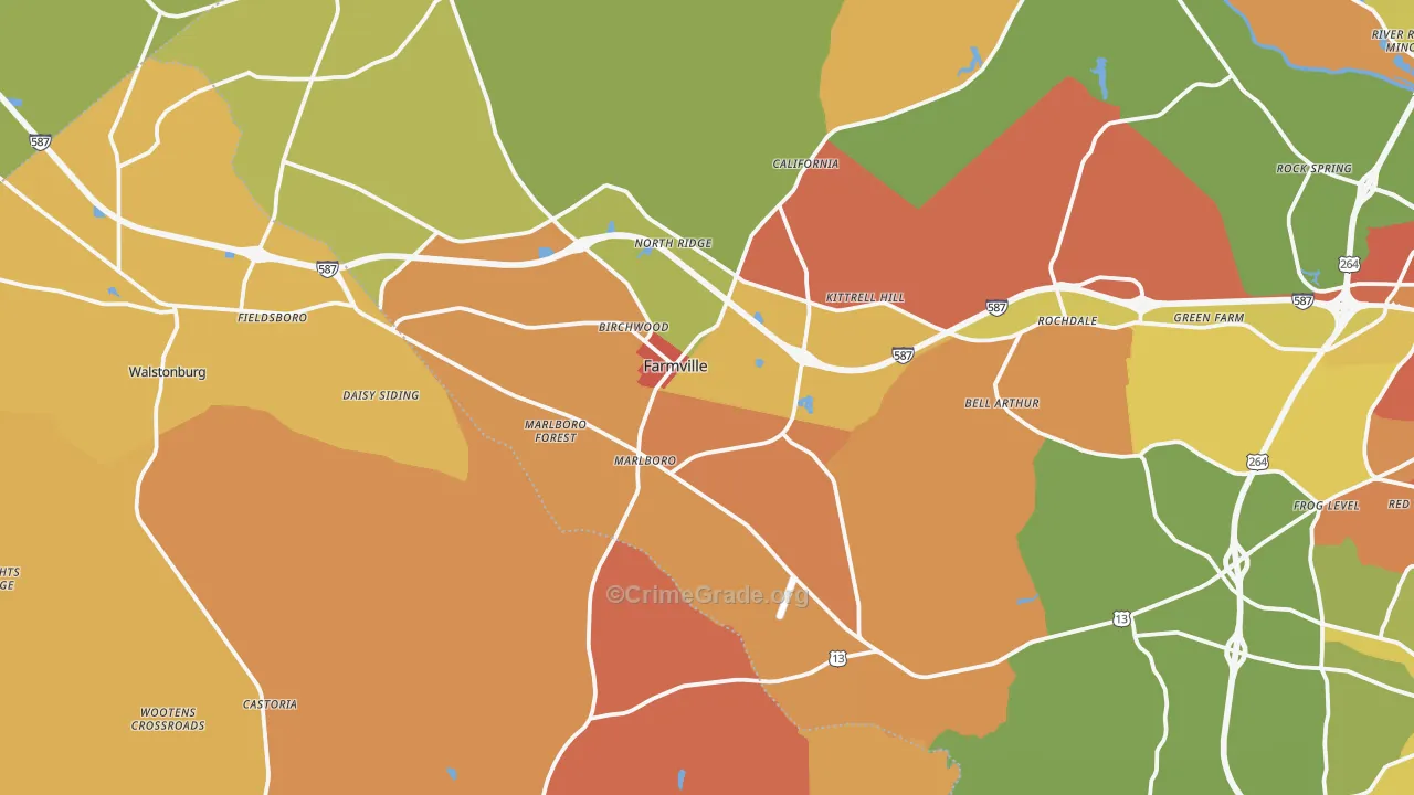 Farmville, NC Map of Vandalism Rates