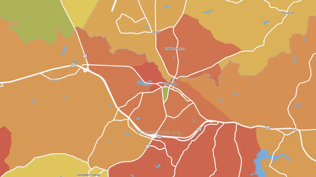 Farmville, VA Map of Vandalism Rates