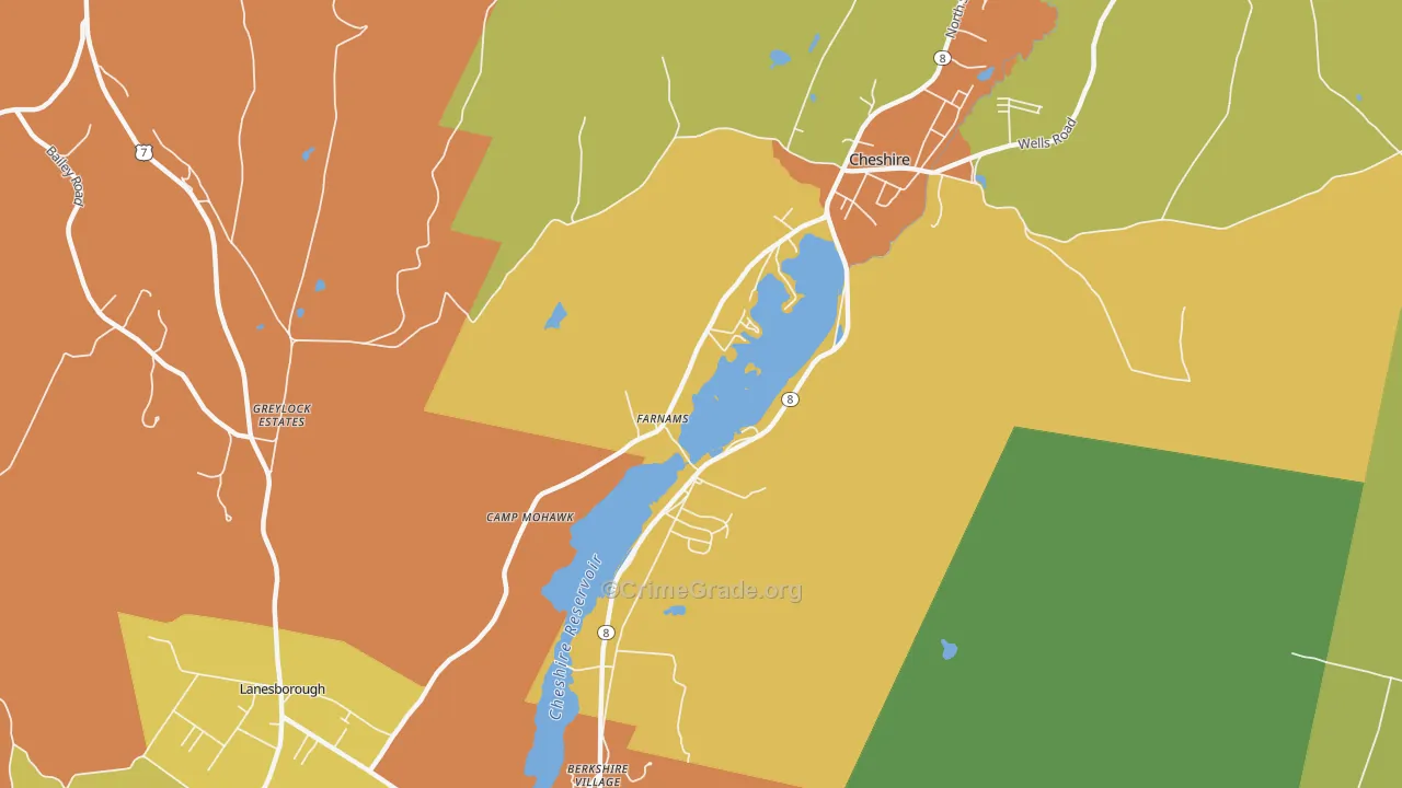 Farnams, MA Map of Vandalism Rates