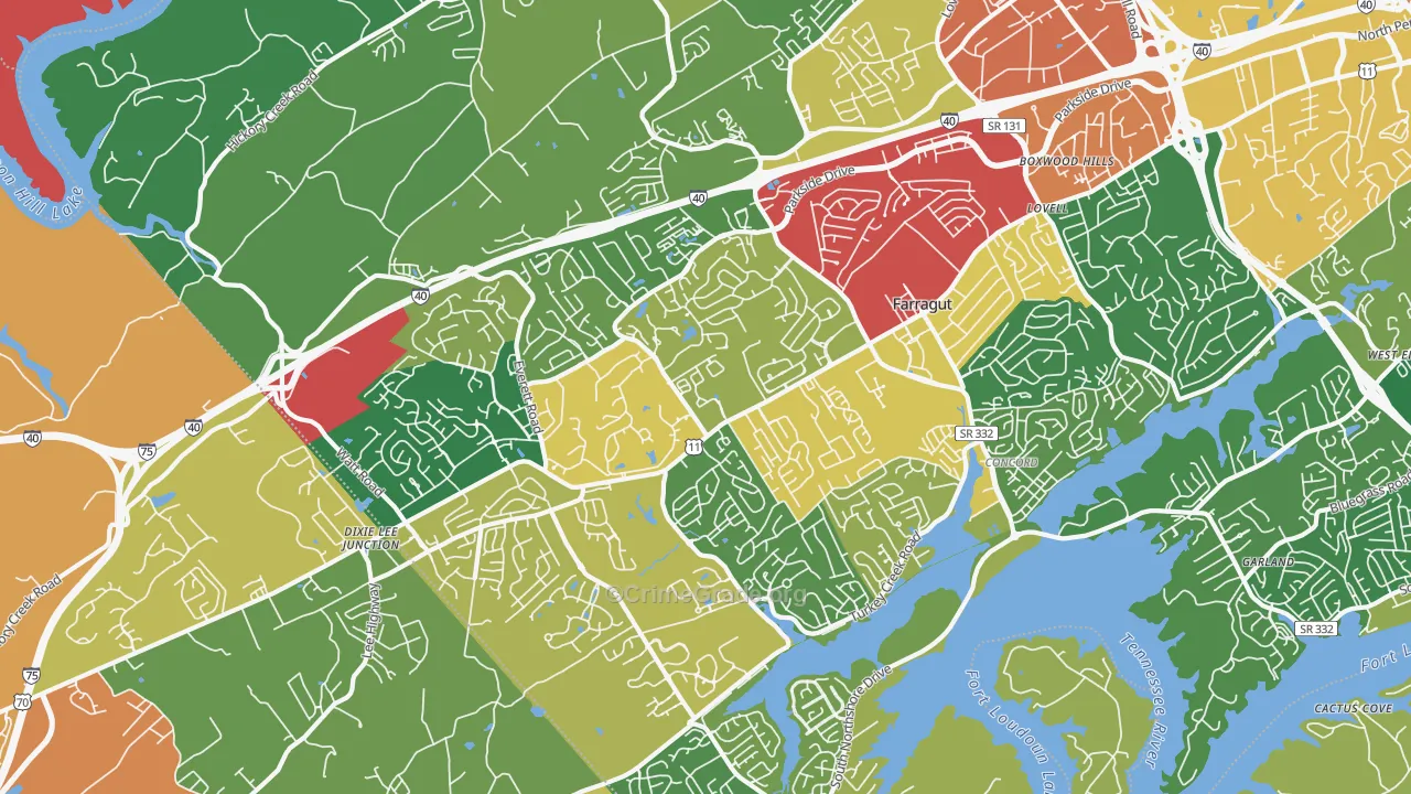 Farragut, TN Map of Vandalism Rates