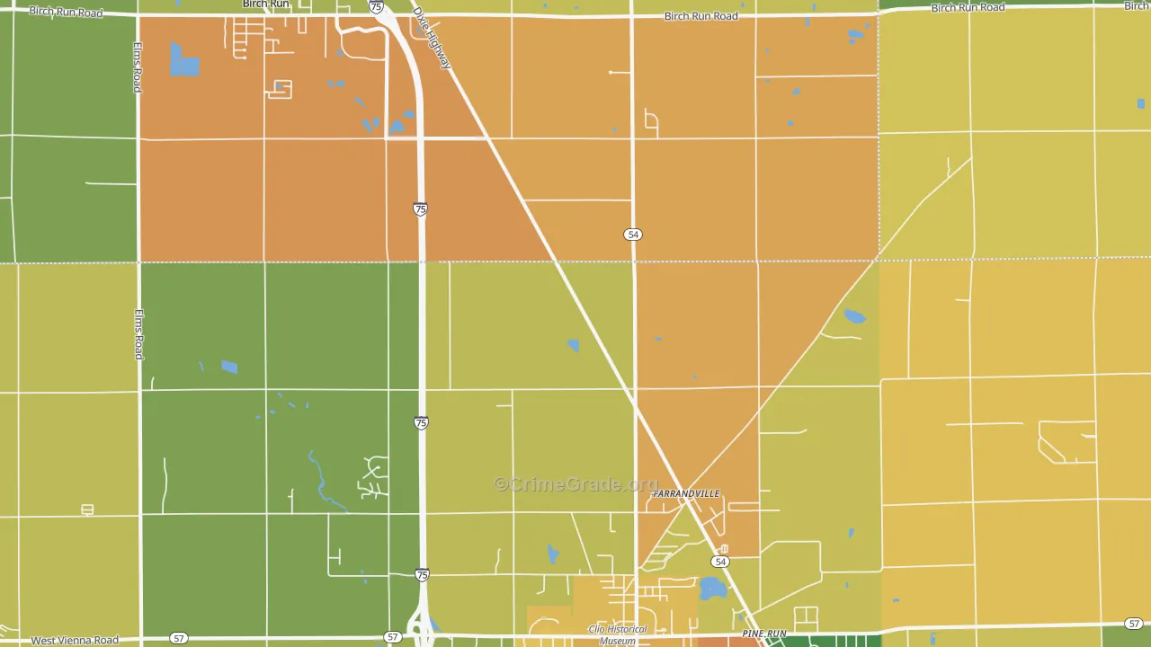 Farrandville, MI Map of Vandalism Rates