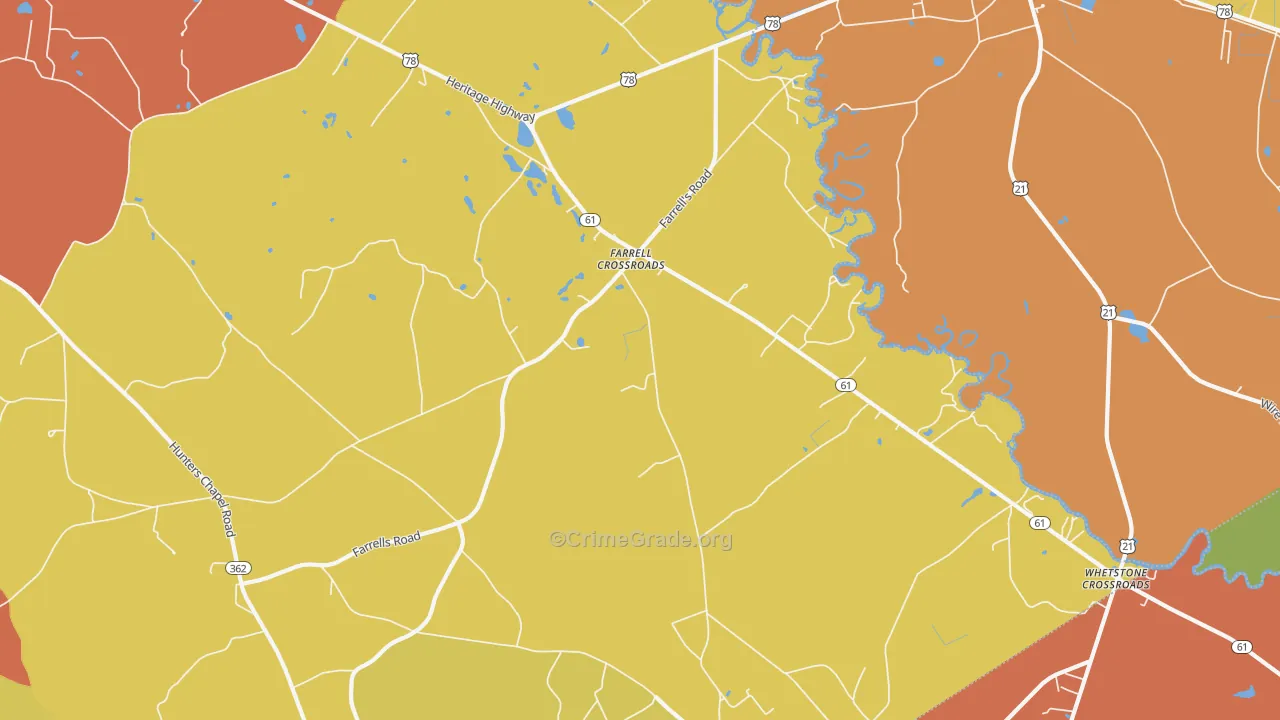 Farrell Crossroads, SC Map of Vandalism Rates