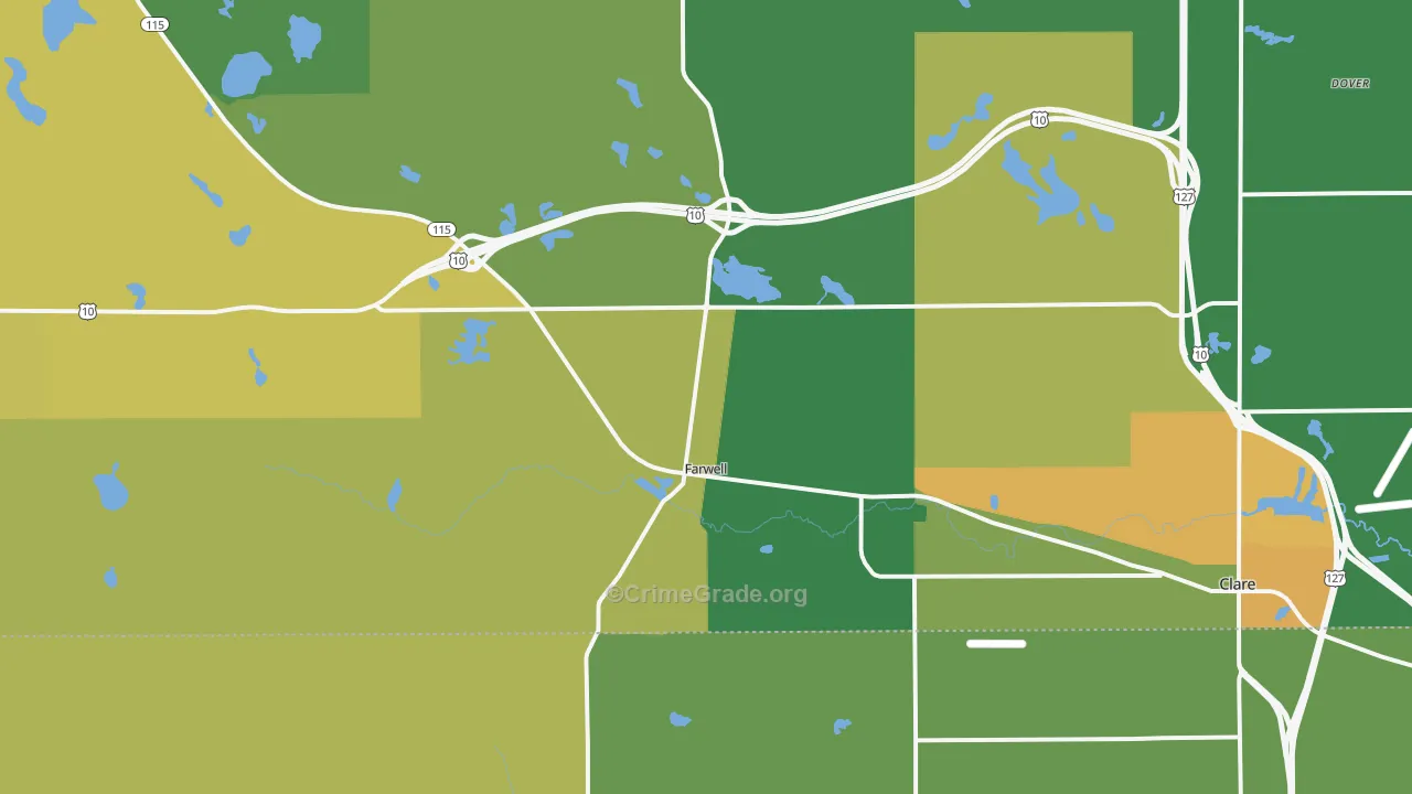 Farwell, MI Map of Vandalism Rates
