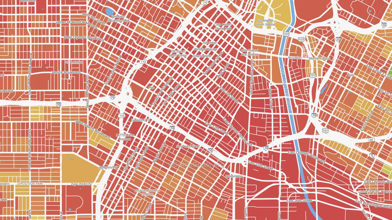 Fashion District, Los Angeles, CA Map of Vandalism Rates