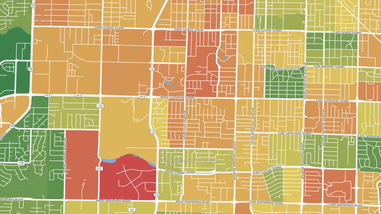 Fassnight, Springfield, MO Map of Vandalism Rates