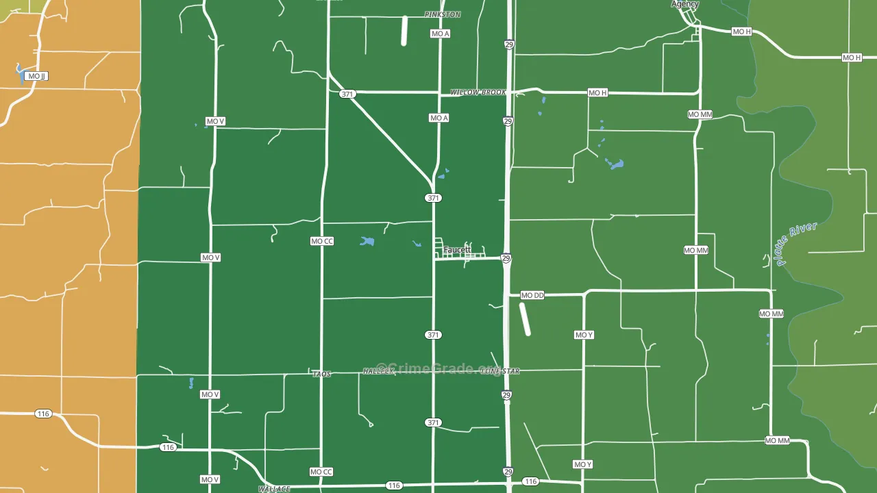 Faucett, MO Map of Vandalism Rates