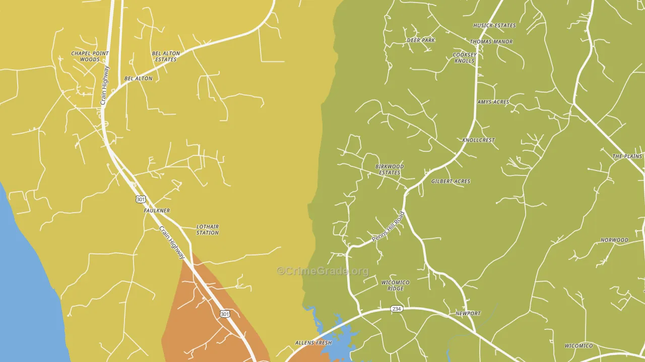 Faulkner, MD Map of Vandalism Rates
