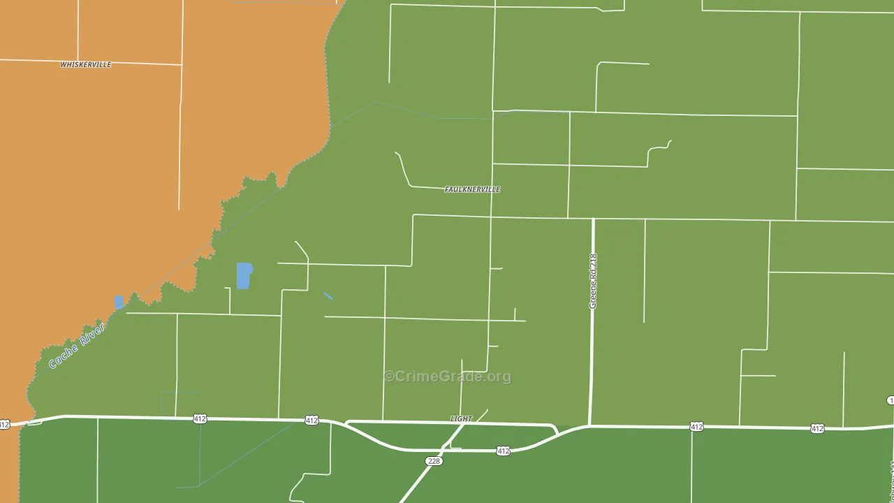 Faulknerville, AR Map of Vandalism Rates
