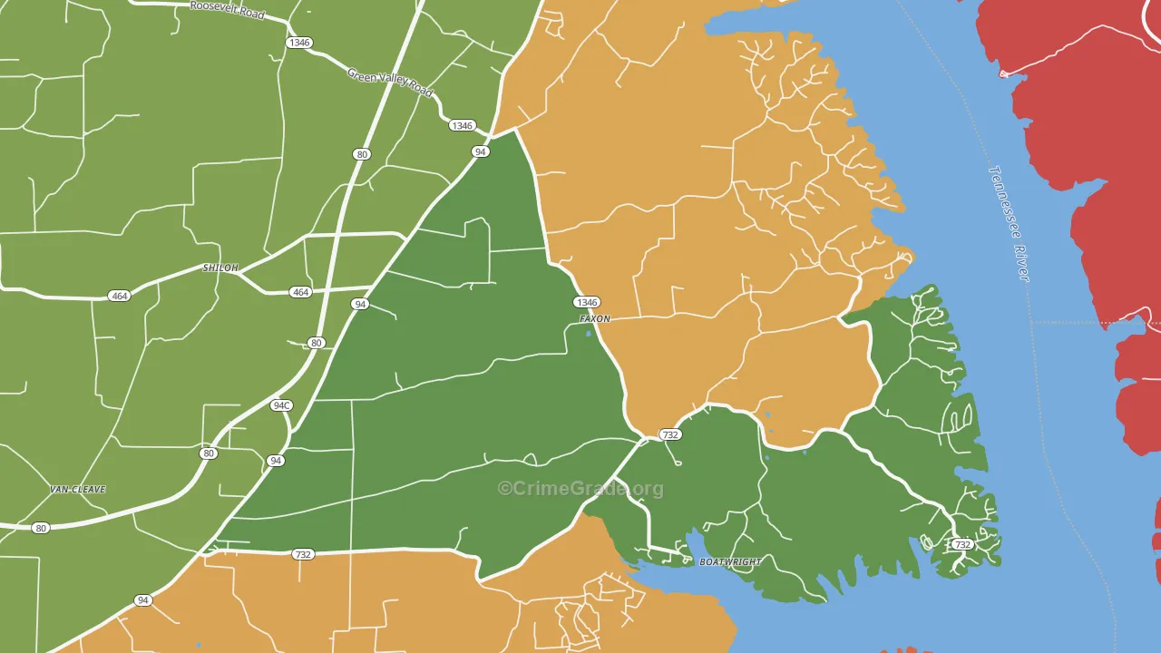 Faxon, KY Map of Vandalism Rates
