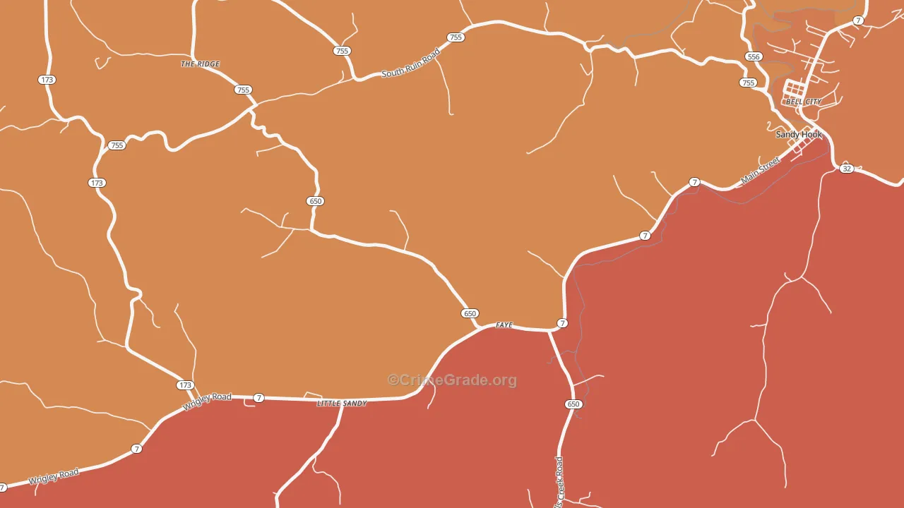 Faye, KY Map of Vandalism Rates
