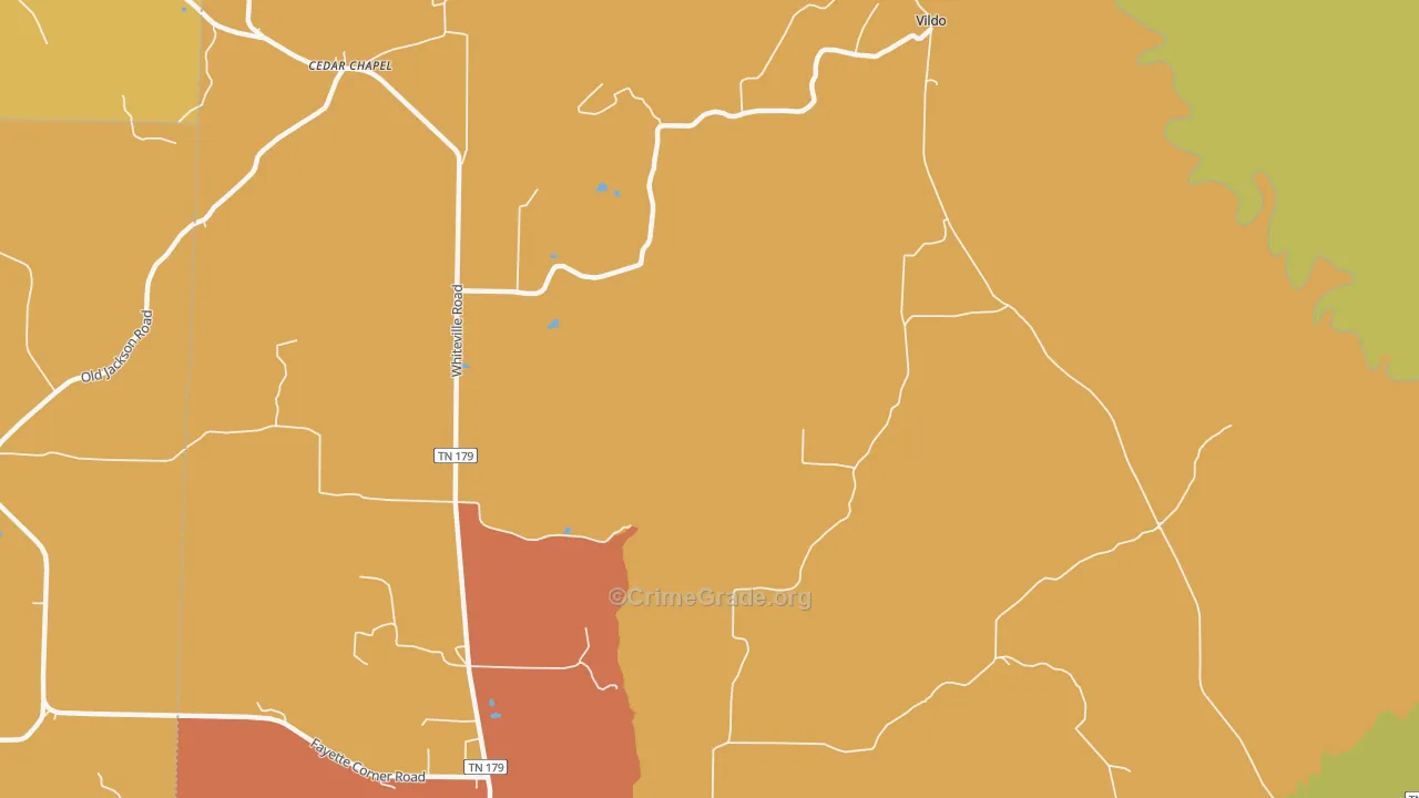 Fayette Corners, TN Map of Vandalism Rates