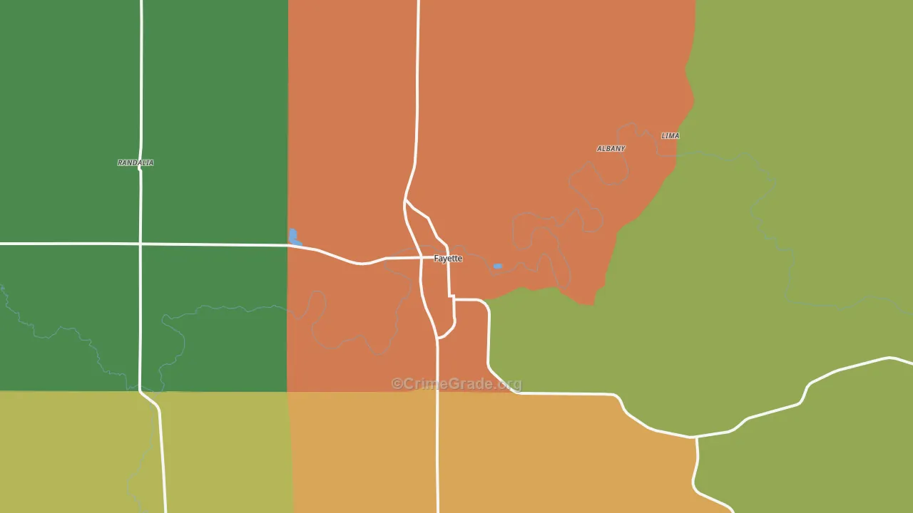 Fayette, IA Map of Vandalism Rates