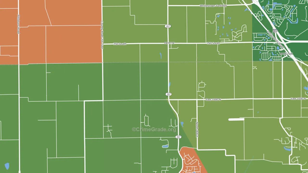 Fayette, IN Map of Vandalism Rates