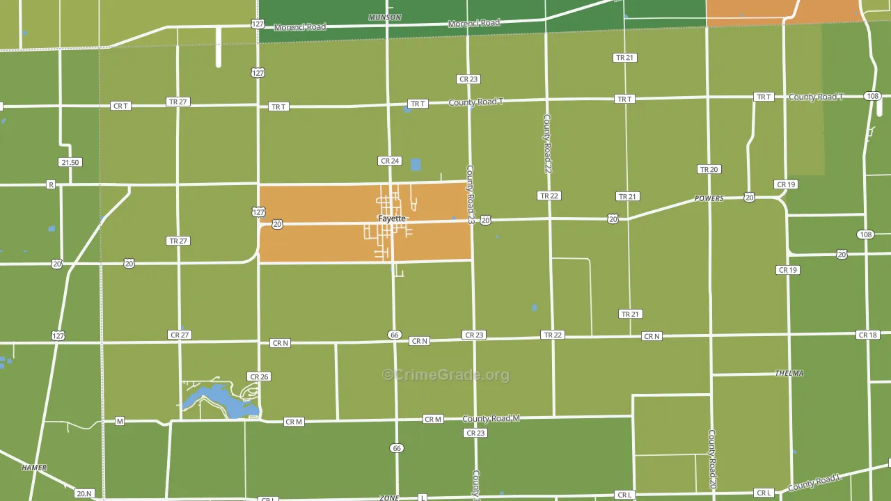 Fayette, OH Map of Vandalism Rates