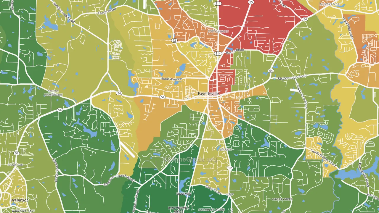 Fayetteville, GA Map of Vandalism Rates