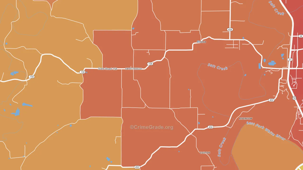 Fayetteville, IN Map of Vandalism Rates