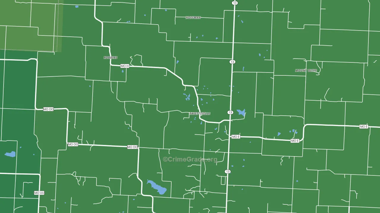 Fayetteville, MO Map of Vandalism Rates