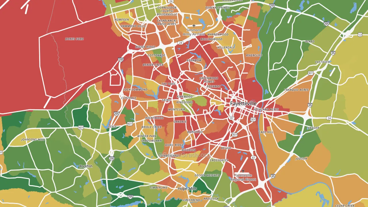 Fayetteville, NC Map of Vandalism Rates