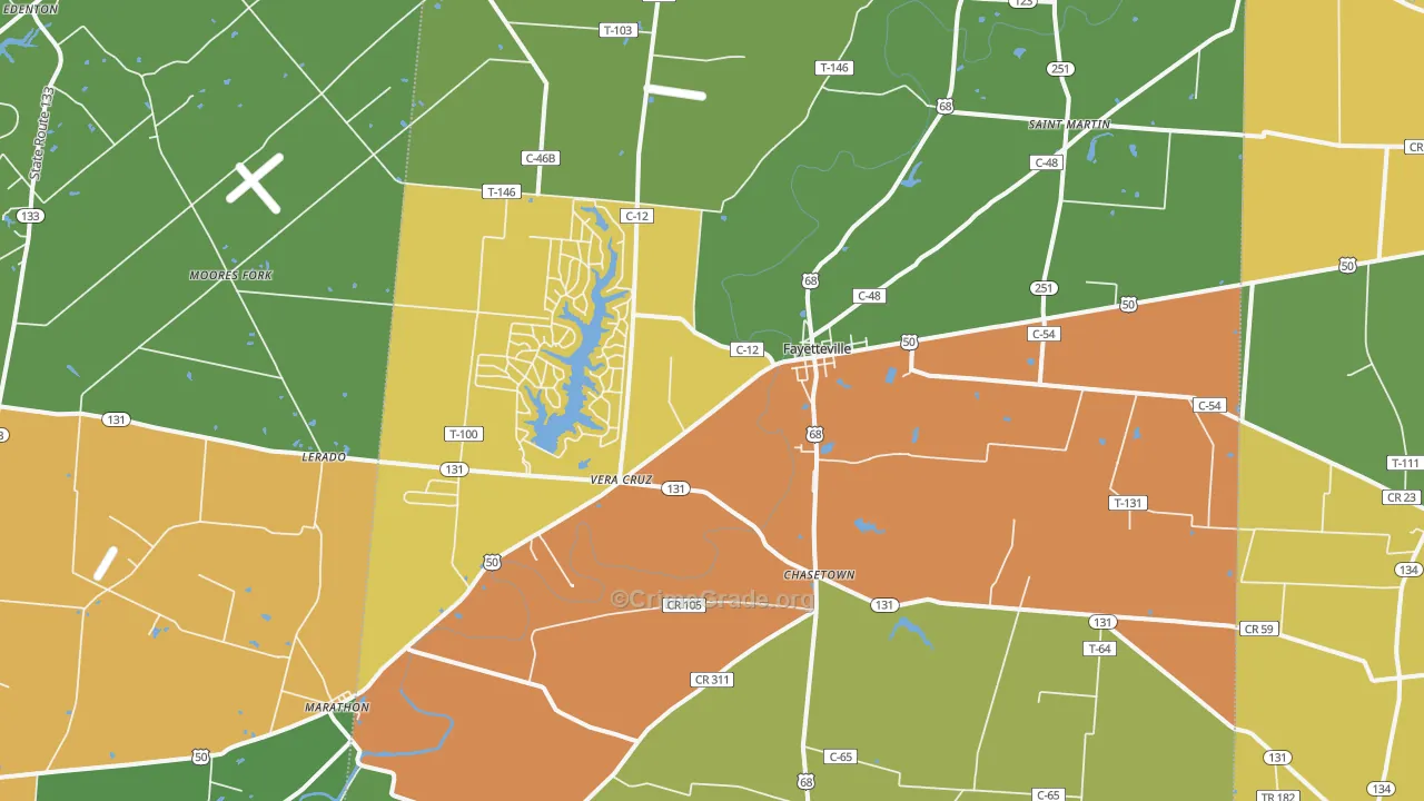 Fayetteville, OH Map of Vandalism Rates