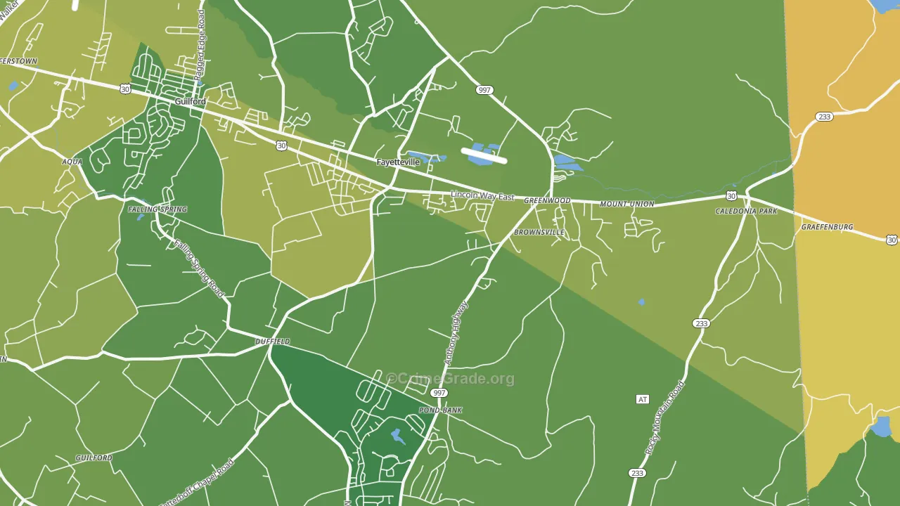 Fayetteville, PA Map of Vandalism Rates