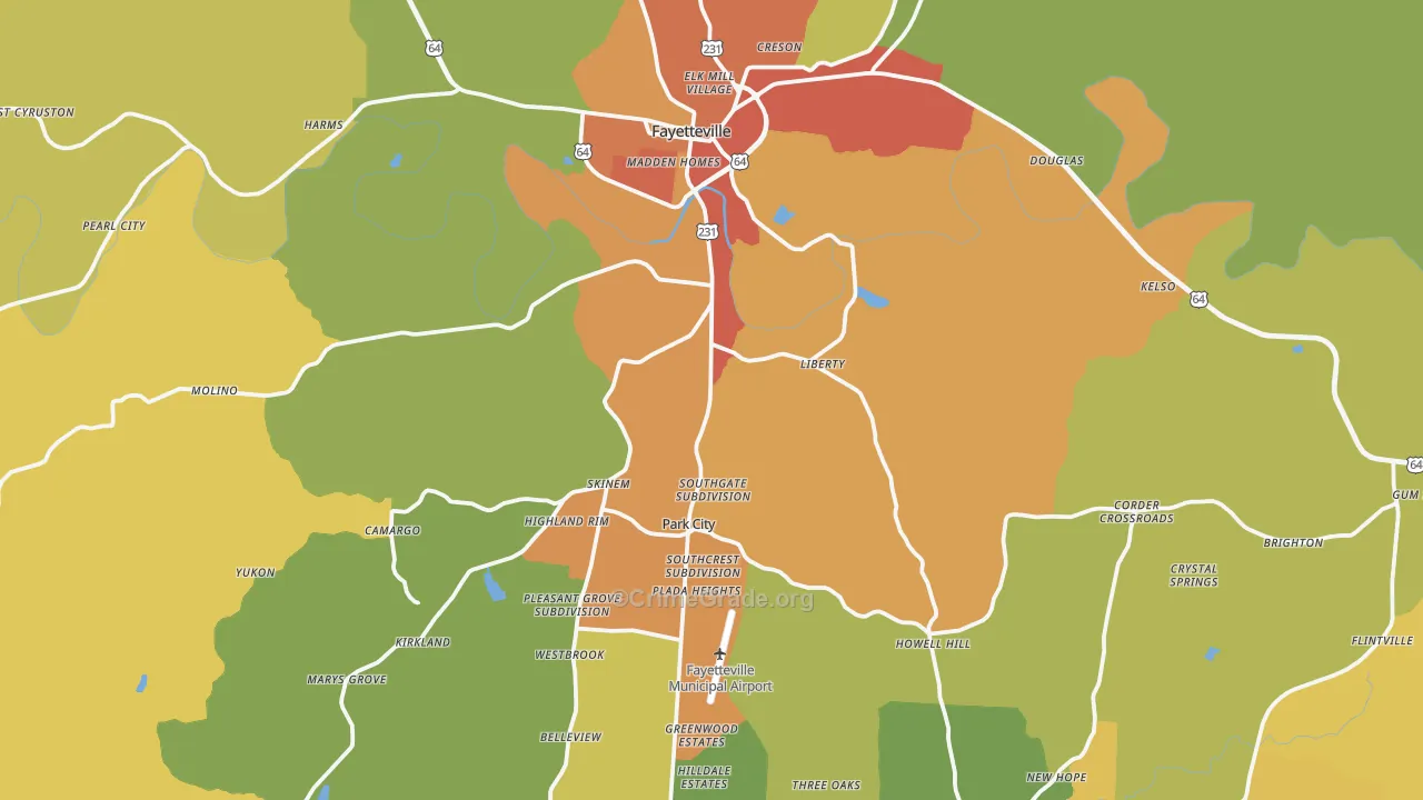 Fayetteville, TN Map of Vandalism Rates