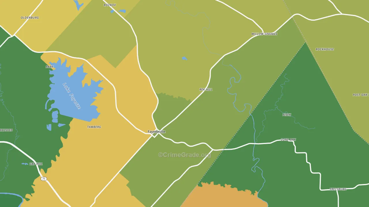 Fayetteville, TX Map of Vandalism Rates