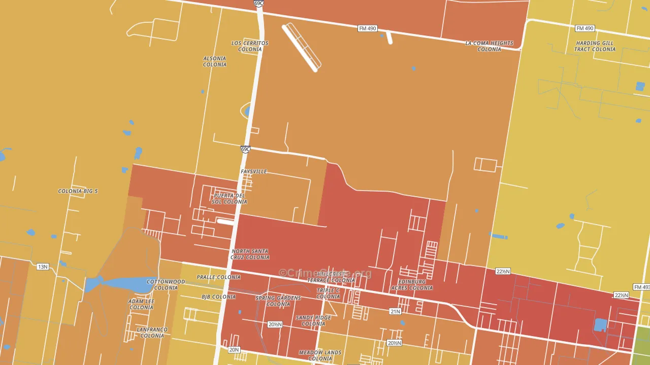 Faysville, TX Map of Vandalism Rates