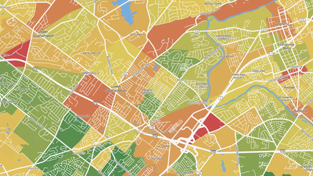 Feasterville-Trevose, PA Map of Vandalism Rates