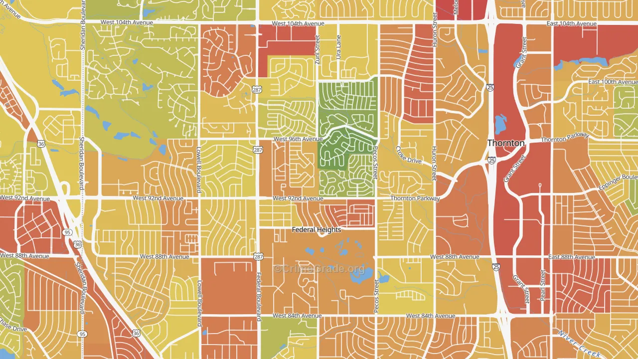 Federal Heights, CO Map of Vandalism Rates