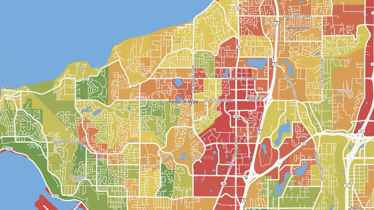Federal Way, WA Map of Vandalism Rates