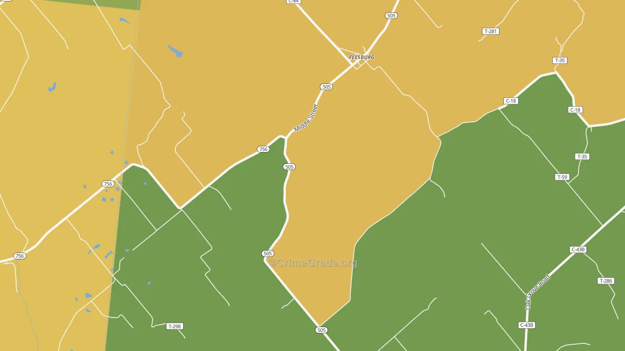 Feesburg, OH Map of Vandalism Rates