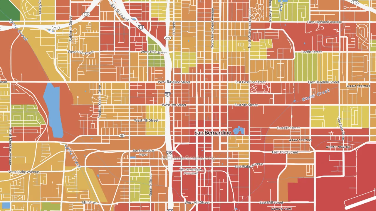 Feldheym, San Bernardino, CA Map of Vandalism Rates