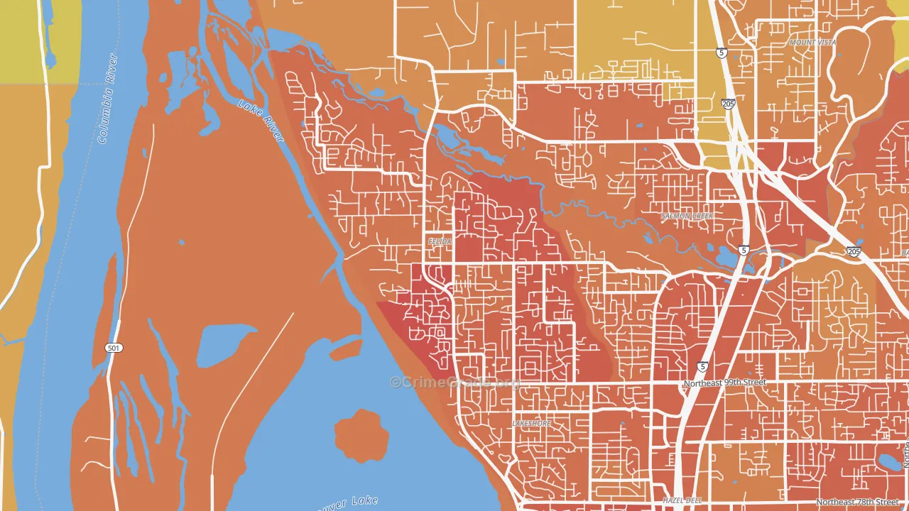 Felida-Starcrest, Vancouver, WA Map of Vandalism Rates