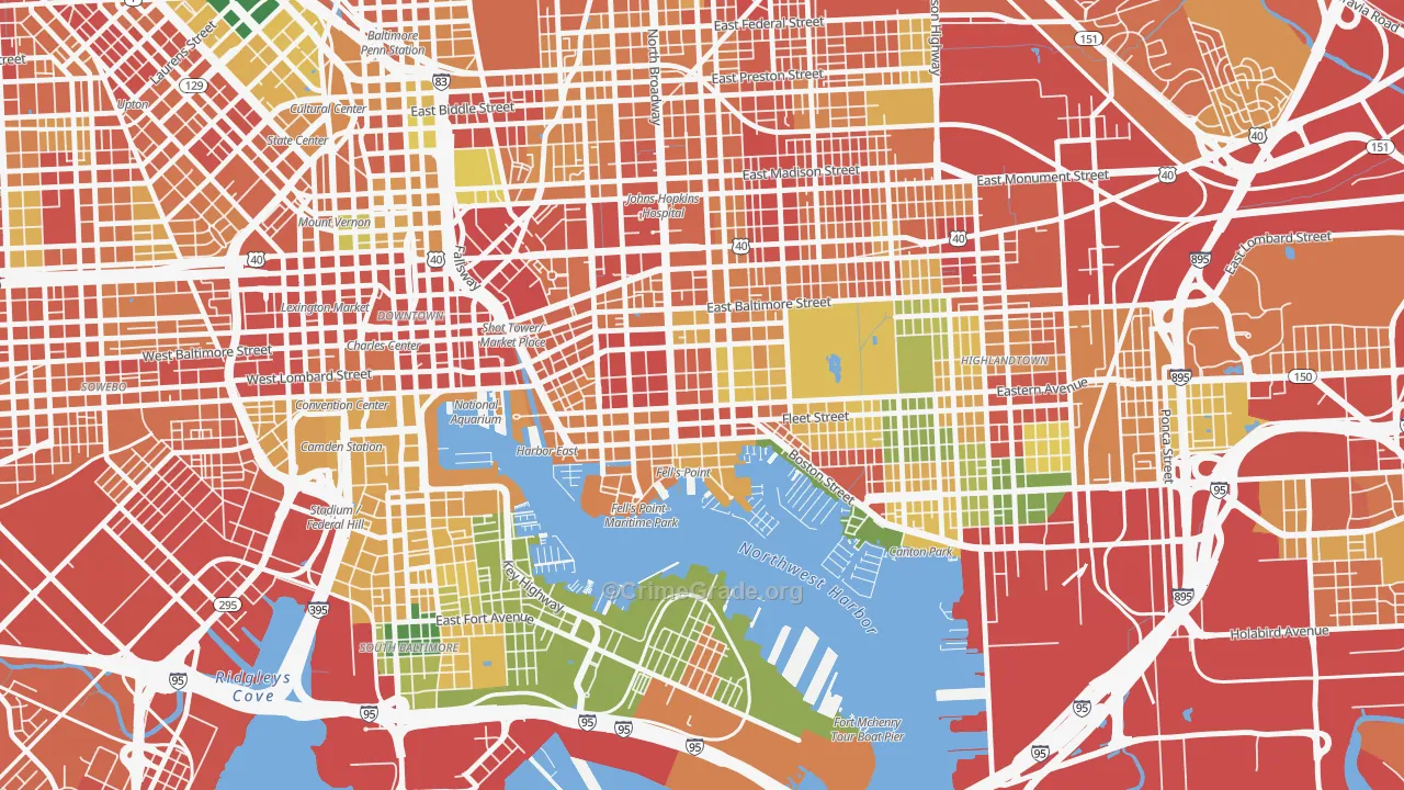 Fells Point, Baltimore, MD Map of Vandalism Rates