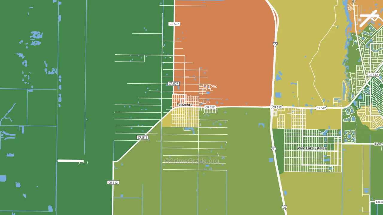 Fellsmere, FL Map of Vandalism Rates