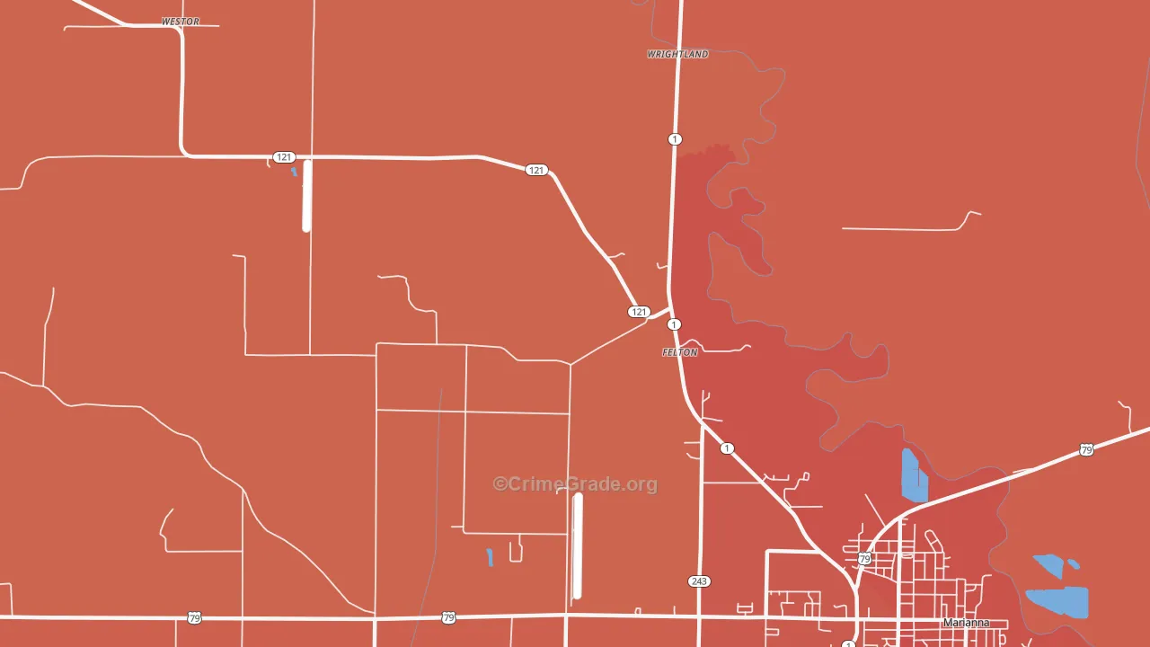 Felton, AR Map of Vandalism Rates