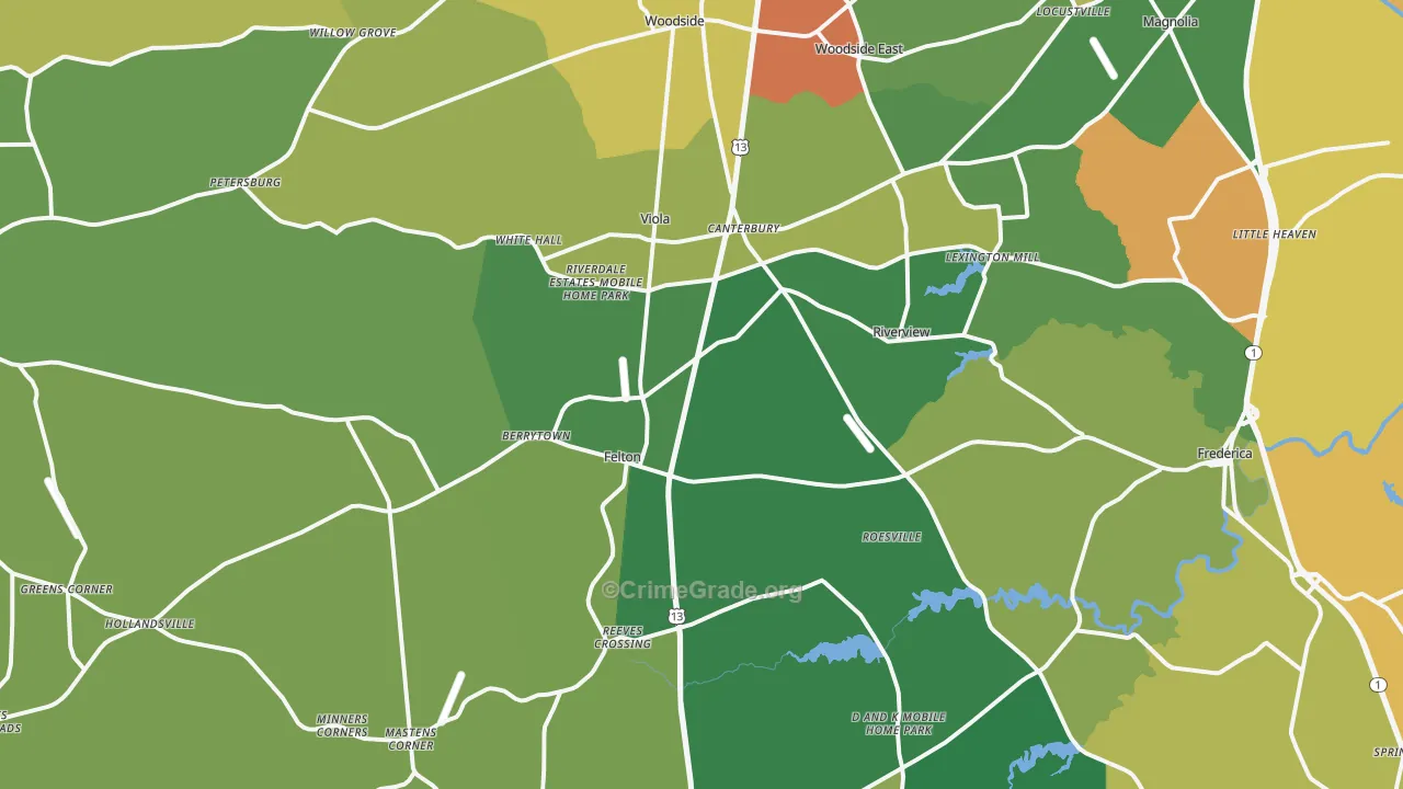 Felton, DE Map of Vandalism Rates