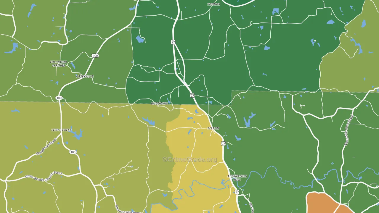 Felton, GA Map of Vandalism Rates