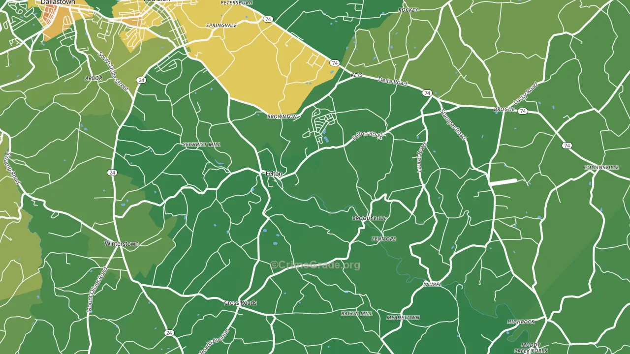 Felton, PA Map of Vandalism Rates